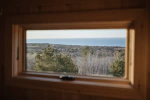 A window look from inside a Cedar + Stone sauna